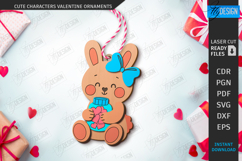 Valentine Ornaments with Cute Animals Laser Cut Bundle | CNC Product Image 3