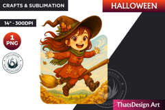 Chibi Witch Halloween Clipart, kawaii witch sublimation PNG Product Image 1