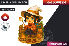 Chibi Witch Halloween Clipart, kawaii witch sublimation PNG Product Image 1