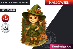 Chibi Witch Halloween Clipart, kawaii witch sublimation PNG Product Image 1