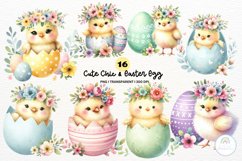 Cute Chic &amp; Easter Egg Clipart Product Image 1