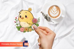 Cute chick in flowers sticker Product Image 1