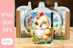 Cute chicken sippy cup sublimation PNG, Kids tumbler templat Product Image 1
