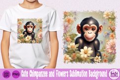 Cute Chimpanzee and Flowers Sublimation Background Product Image 1