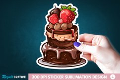 Cute Chocolate Cake Sticker Clipart, Sticker PNG Clipart Product Image 1