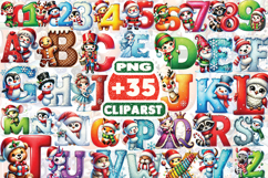 Cute Christmas Alphabet Sublimation PNG | Holiday Letter Product Image 1