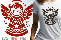 Cute Christmas Angel SVG | Minimalist Holiday Design Product Image 1