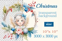 Watercolor clipart Christmas sublimation cute angel Decor for greeting card, ornament, mug, tumbler, t-shirt design, scrapbooking, printing