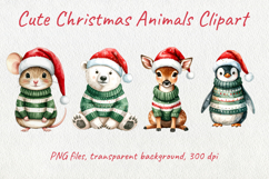 Watercolor Deer in Santa Hat