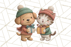 Christmas Animals Clipart PNG, Cute Cartoon Holiday Clip Art Product Image 4