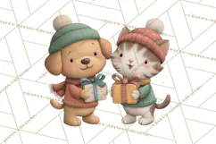 Christmas Animals Clipart PNG, Cute Cartoon Holiday Clip Art Product Image 4