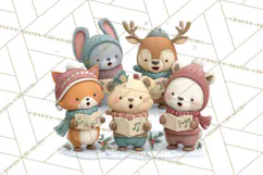 Christmas Animals Clipart PNG, Cute Cartoon Holiday Clip Art Product Image 5