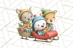 Christmas Animals Clipart PNG, Cute Cartoon Holiday Clip Art Product Image 3