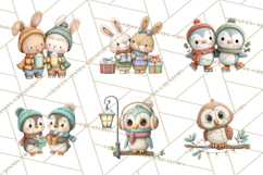 Christmas Animals Clipart PNG, Cute Cartoon Holiday Clip Art Product Image 2