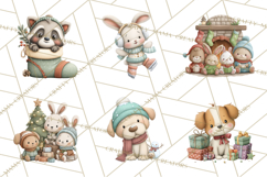 Christmas Animals Clipart PNG, Cute Cartoon Holiday Clip Art Product Image 3