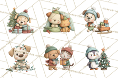 Christmas Animals Clipart PNG, Cute Cartoon Holiday Clip Art Product Image 5