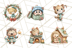 Christmas Animals Clipart PNG, Cute Cartoon Holiday Clip Art Product Image 4