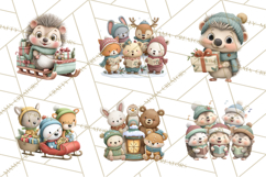 Christmas Animals Clipart PNG, Cute Cartoon Holiday Clip Art Product Image 9