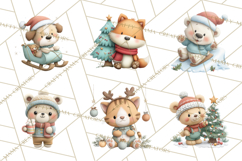 Christmas Animals Clipart PNG, Cute Cartoon Holiday Clip Art Product Image 7