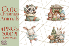 Christmas Animals Clipart PNG, Cute Cartoon Holiday Clip Art Product Image 1