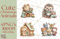 Christmas Animals Clipart PNG, Cute Cartoon Holiday Clip Art Product Image 1