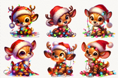 Adorable Christmas animals with garlands. Perfect for cards, stickers, prints, and holiday projects. High-quality PNG files, 300 DPI.