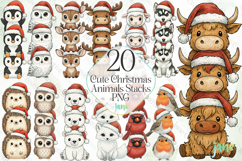 Cute Christmas Animals Stacks PNG Bundle Product Image 1