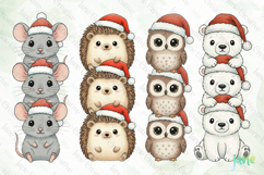 Cute Christmas Animals Stacks PNG Product Image 1