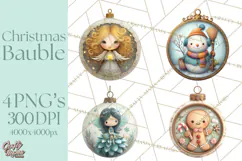 Christmas Ornament Clipart PNG, Whimsical Cute Characters Product Image 1
