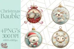 Christmas Ornament Clipart PNG, Whimsical Cute Characters Product Image 1