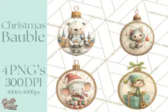 Christmas Ornament Clipart PNG, Whimsical Cute Characters Product Image 1