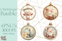 Christmas Ornament Clipart PNG, Whimsical Cute Characters Product Image 1