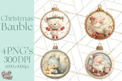 Christmas Ornament Clipart PNG, Whimsical Cute Characters Product Image 1