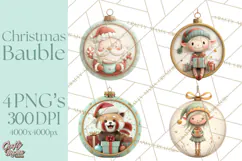 Christmas Ornament Clipart PNG, Whimsical Cute Characters Product Image 1