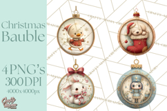 Christmas Ornament Clipart PNG, Whimsical Cute Characters Product Image 1