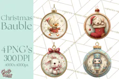 Christmas Ornament Clipart PNG, Whimsical Cute Characters Product Image 1