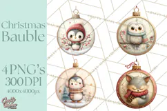 Christmas Ornament Clipart PNG, Whimsical Cute Characters Product Image 1