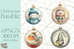 Christmas Ornament Clipart PNG, Whimsical Cute Characters Product Image 1