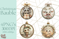 Christmas Ornament Clipart PNG, Whimsical Cute Characters Product Image 1