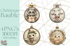 Christmas Ornament Clipart PNG, Whimsical Cute Characters Product Image 1