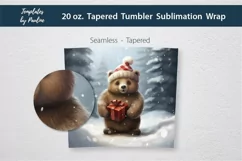 Cute Christmas Bear Skinny Tumbler Wrap for Sublimation