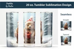 Cute Christmas Bear Skinny Tumbler Wrap for Sublimation