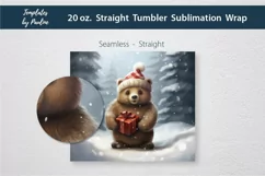 Cute Christmas Bear Skinny Tumbler Wrap for Sublimation