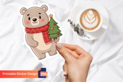 Cute Christmas Bear Sticker, Adorable Holiday Bear Decal Product Image 1