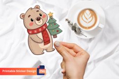 Cute Christmas Bear Sticker, Adorable Holiday Bear Decal Product Image 1