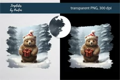 Cute Christmas Bear Sublimation Pillow Design PNG