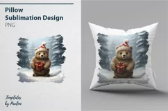 Cute Christmas Bear Sublimation Pillow Design PNG