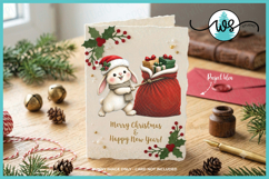 Cute Christmas Bunny PNG Printable Clipart Set of 5 Product Image 11