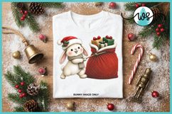 Cute Christmas Bunny and Santa Sack PNG Printable Clipart Product Image 4