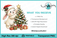 Cute Christmas Bunny and Tree PNG Printable Clipart Product Image 2
